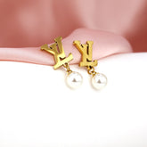 LV Pearl Drop Earrings